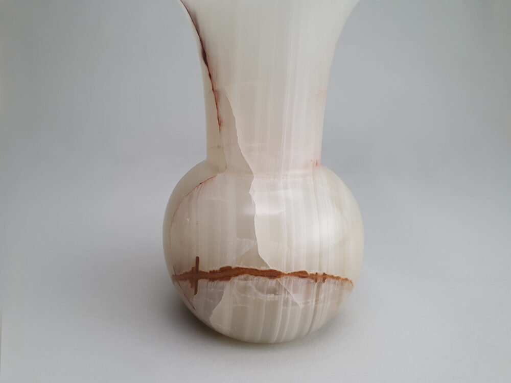 A pair of mid century antique cream onyx Vases