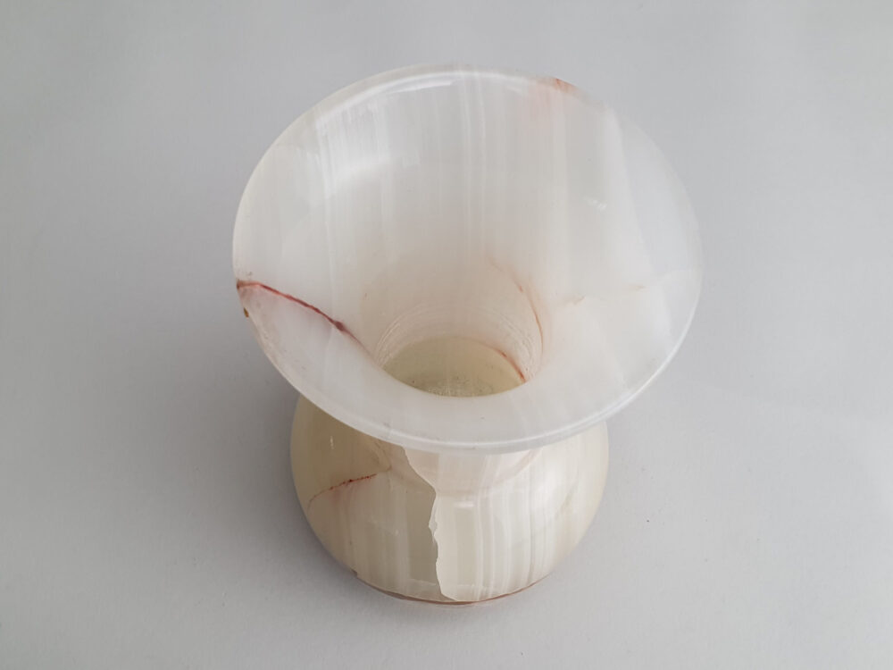 A pair of mid century antique cream onyx Vases