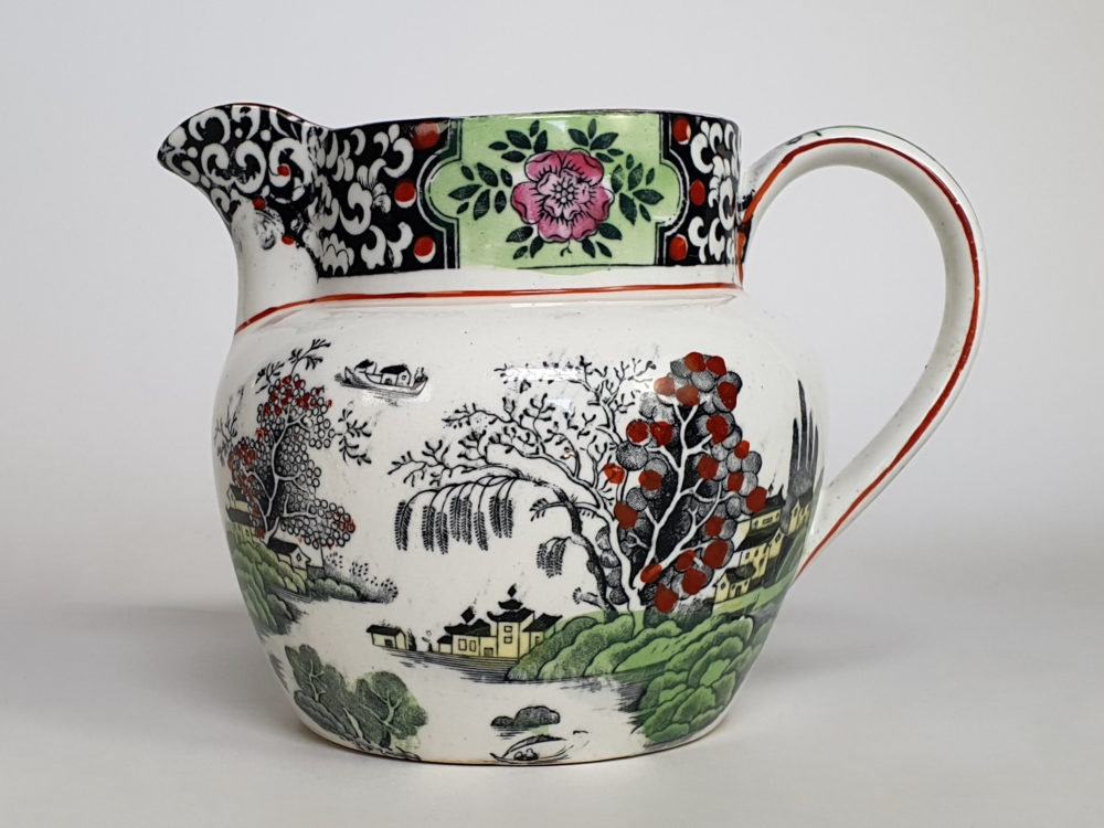 Antique TG Green & Co Pitcher in the green Ming pattern