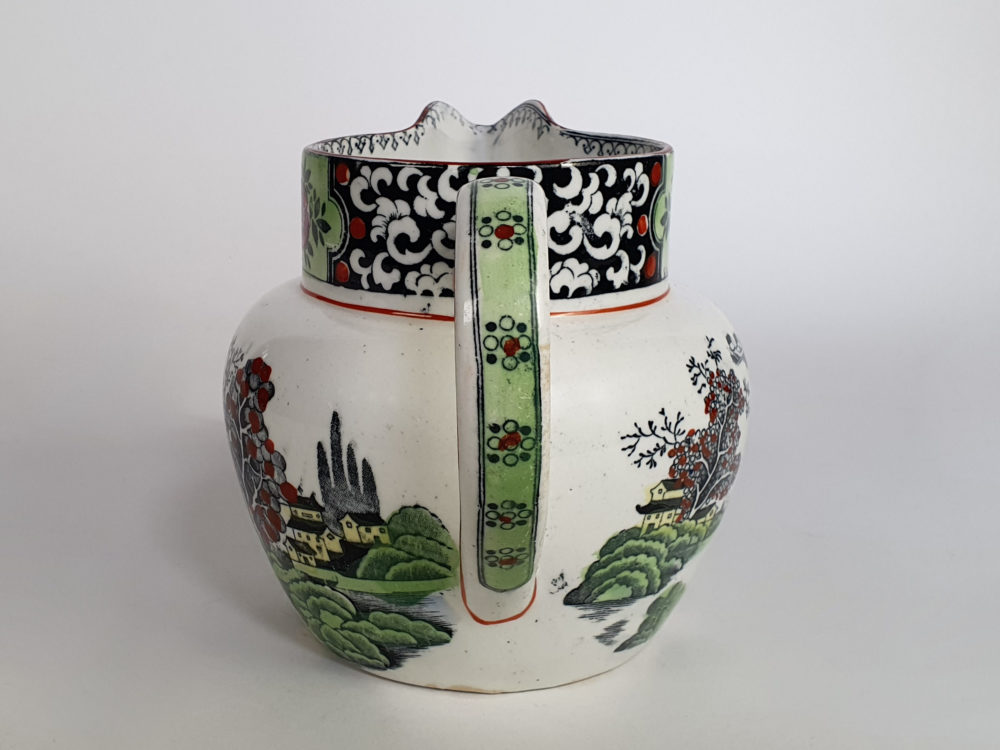 Antique TG Green & Co Pitcher in the green Ming pattern