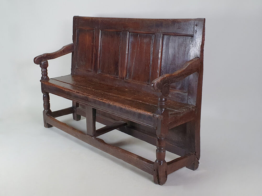 17th century English antique elm Settle