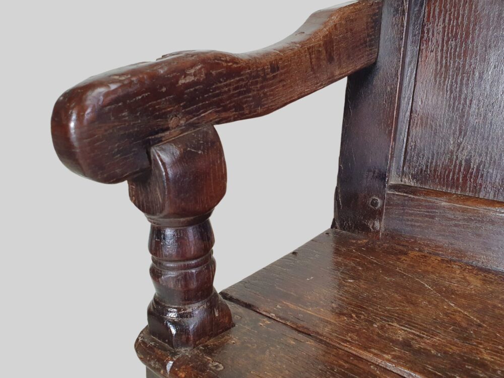 17th century English antique elm Settle
