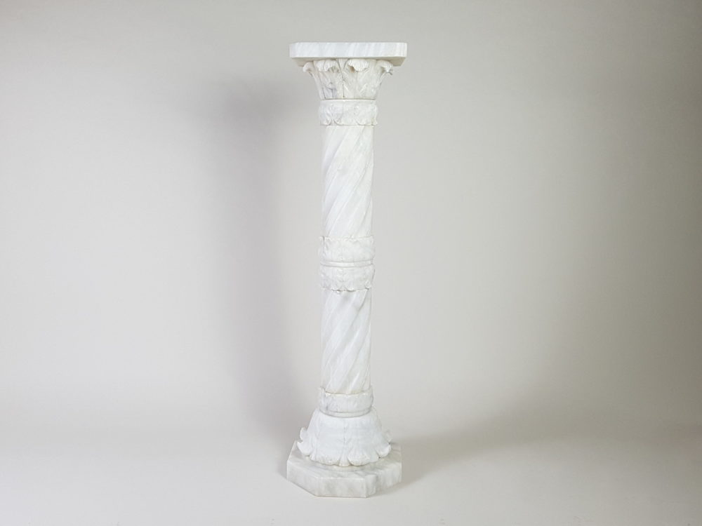Antique 19th century tall white marble Pedestal