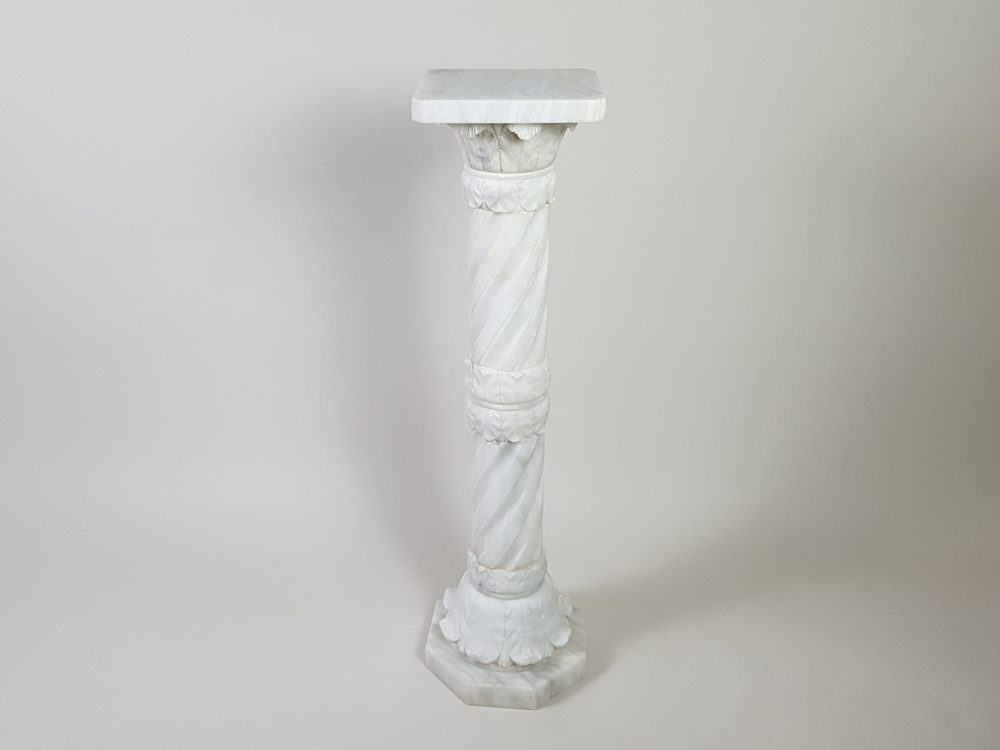 Antique 19th century tall white marble Pedestal