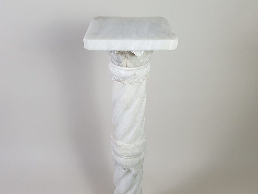 Antique 19th century tall white marble Pedestal