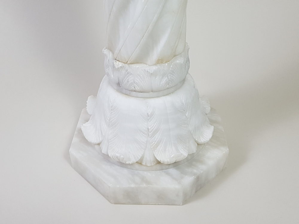 Antique 19th century tall white marble Pedestal