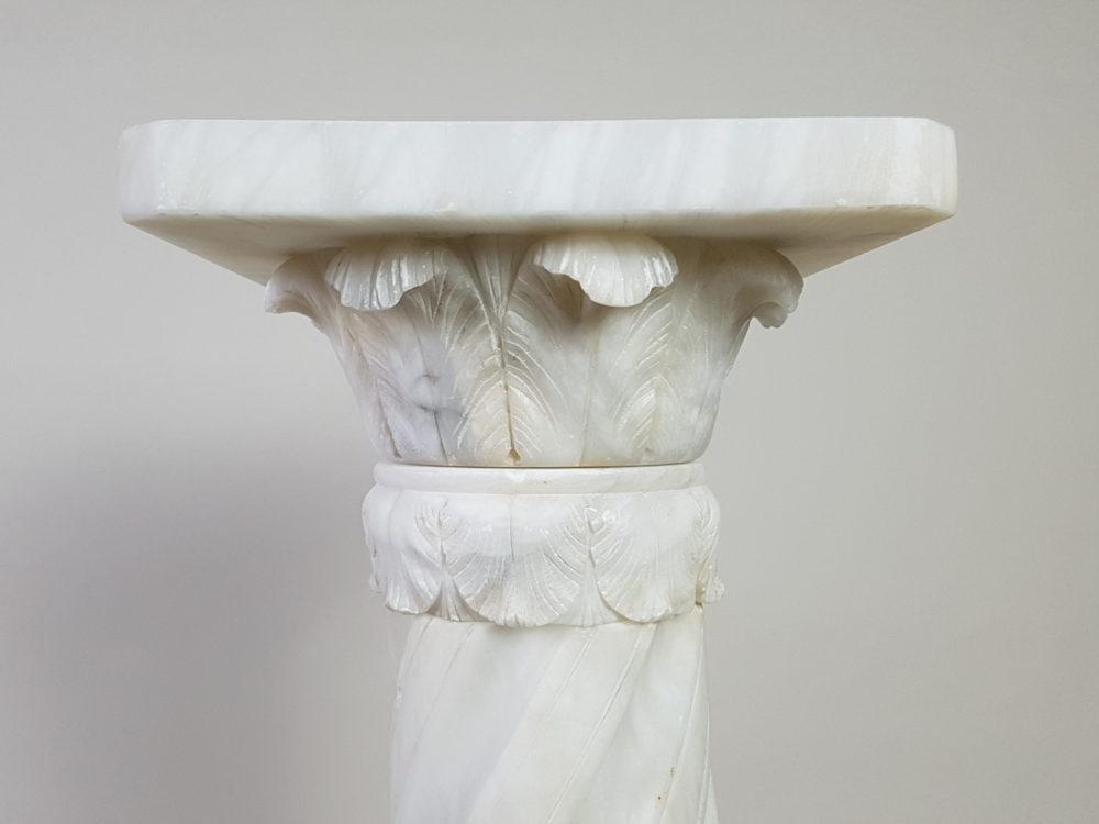 Antique 19th century tall white marble Pedestal