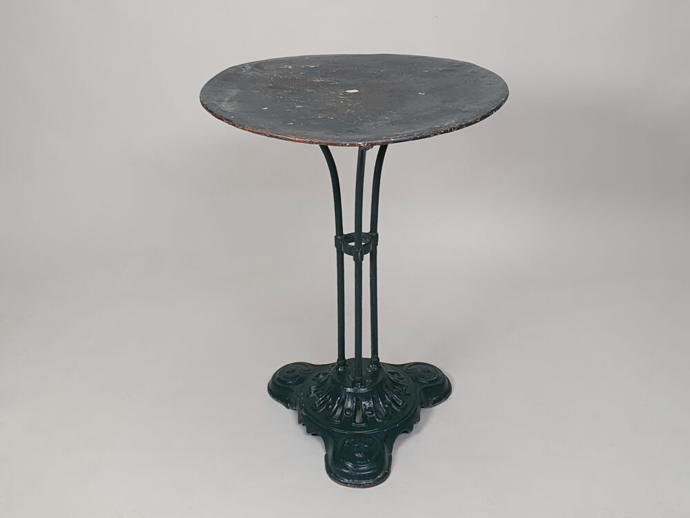 Antique Art Deco French Bistro Table in original green paint