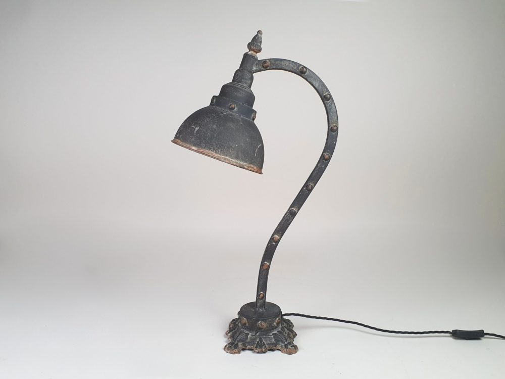 Antique Art Deco black goose neck Table Lamp