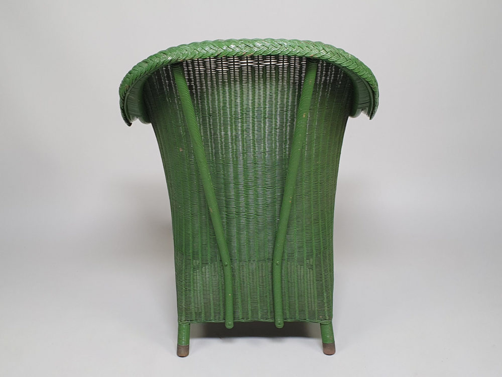 Antique Art Deco green Lloyd Loom Sofa and 4 Chairs, including 2 Zepplin models