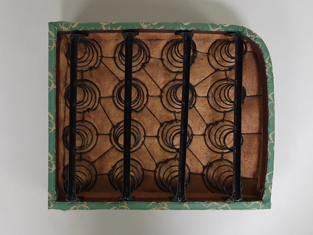 Antique Art Deco green Lloyd Loom Sofa and 4 Chairs, including 2 Zepplin models