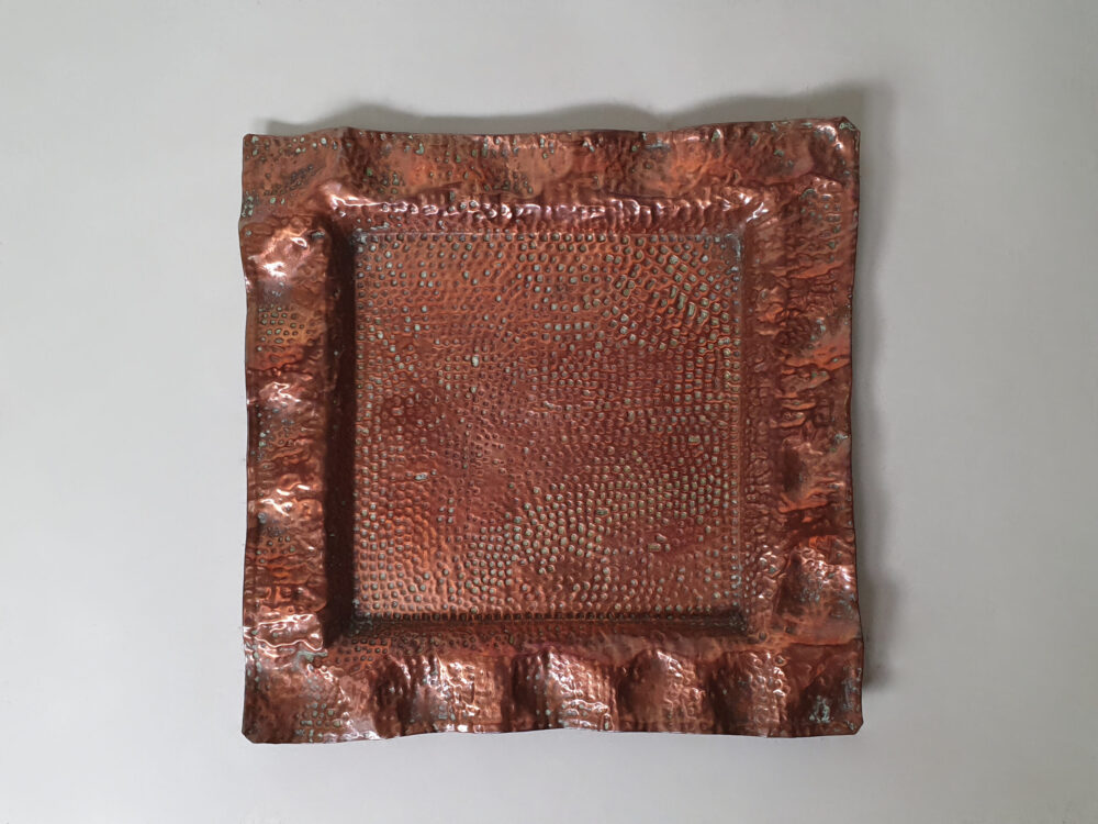 Antique Arts & Crafts hammered copper Pin Tray or Trinket Dish, by R Perry Son & Co