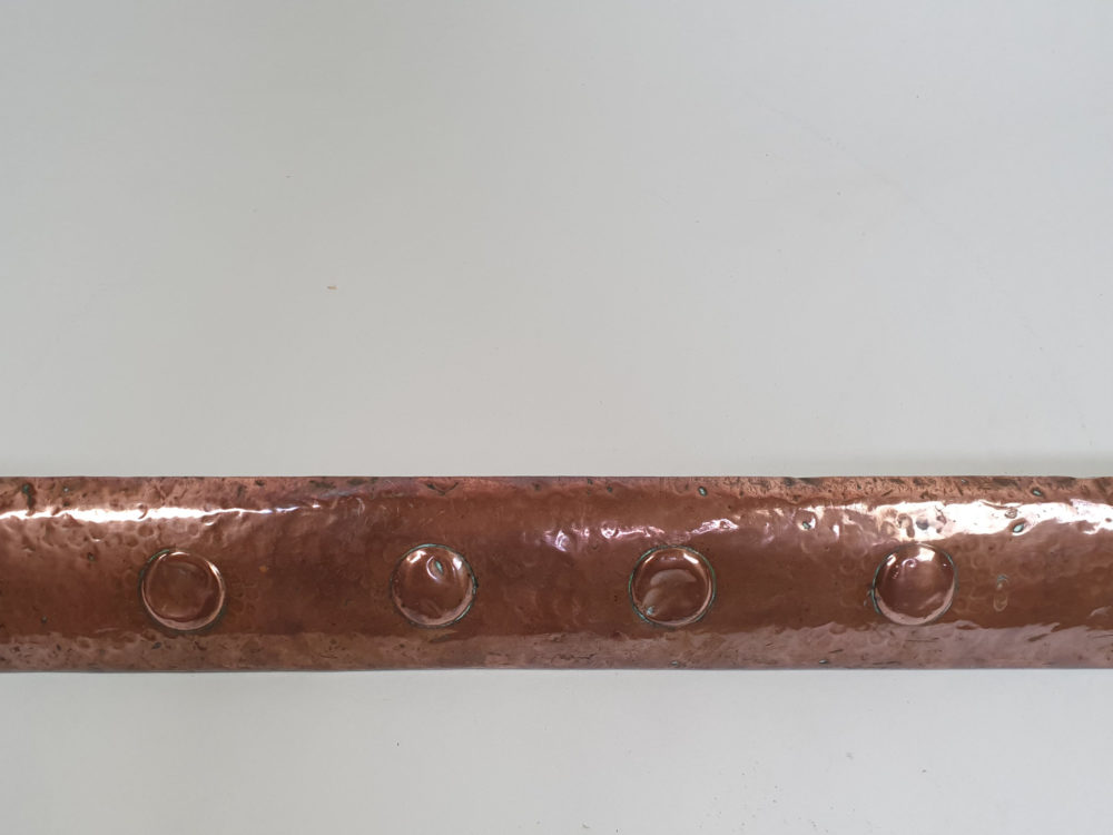 Antique Arts and Crafts beaten copper fireplace Fender