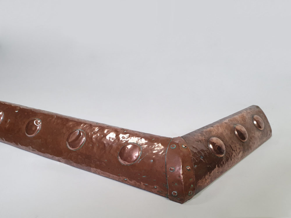 Antique Arts and Crafts beaten copper fireplace Fender