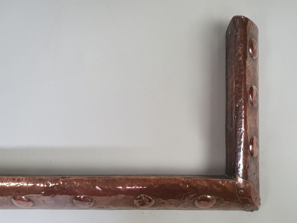 Antique Arts and Crafts beaten copper fireplace Fender