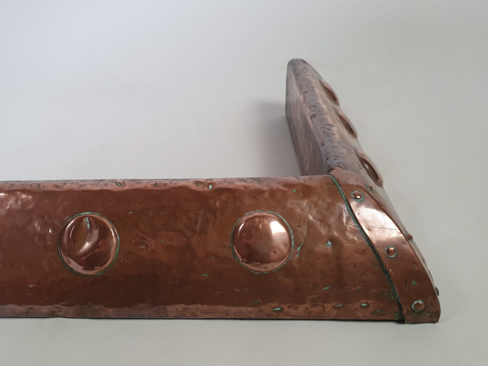 Antique Arts and Crafts beaten copper fireplace Fender