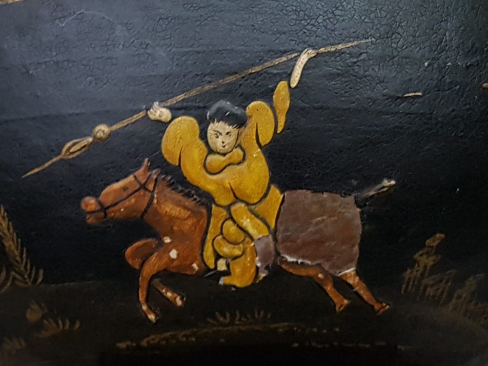 Antique Chinoiserie black papier mâché Bowl