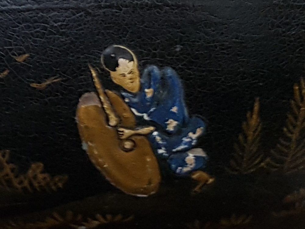 Antique Chinoiserie black papier mâché Bowl