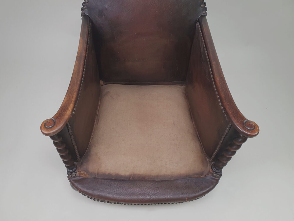 Antique French Art Deco leather Club Chair