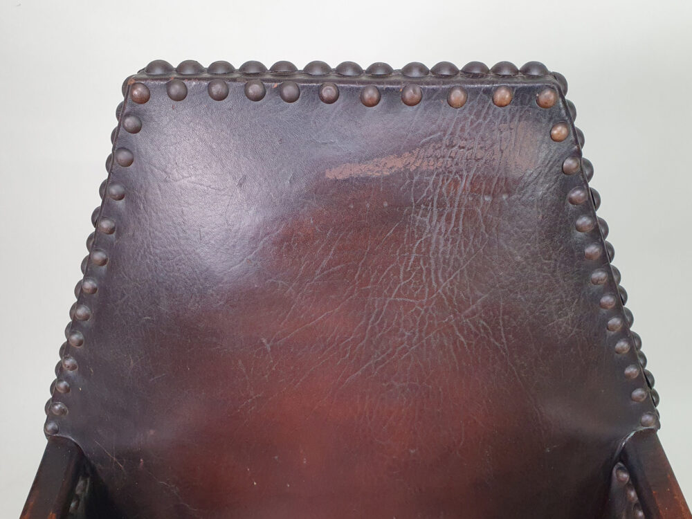 Antique French Art Deco leather Club Chair