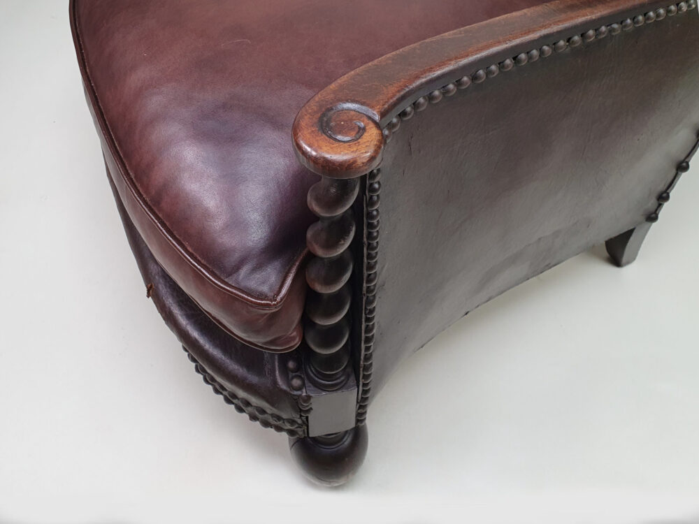 Antique French Art Deco leather Club Chair