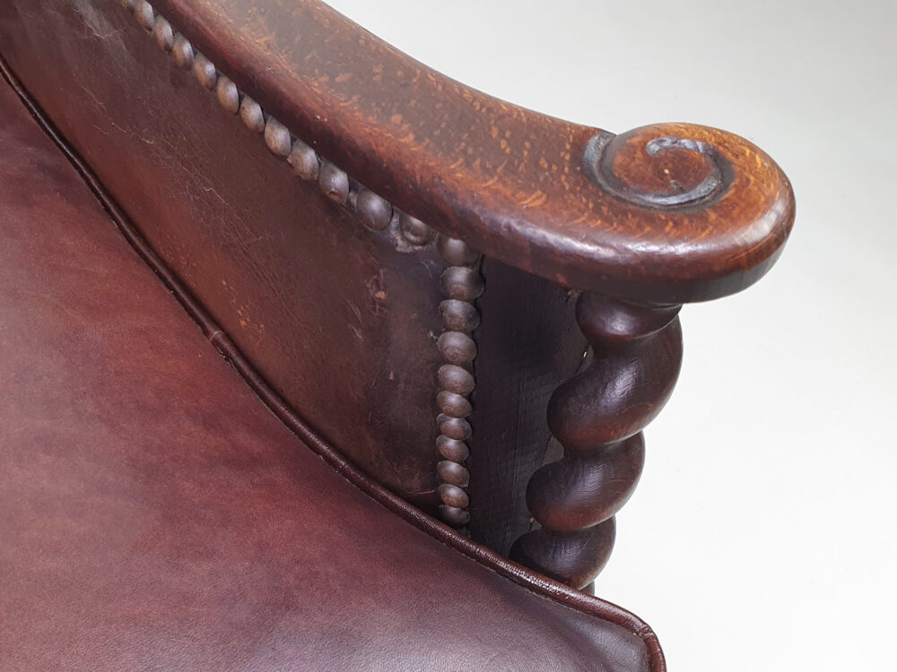Antique French Art Deco leather Club Chair