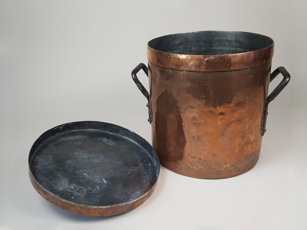 Antique French copper Confit Pan with lid