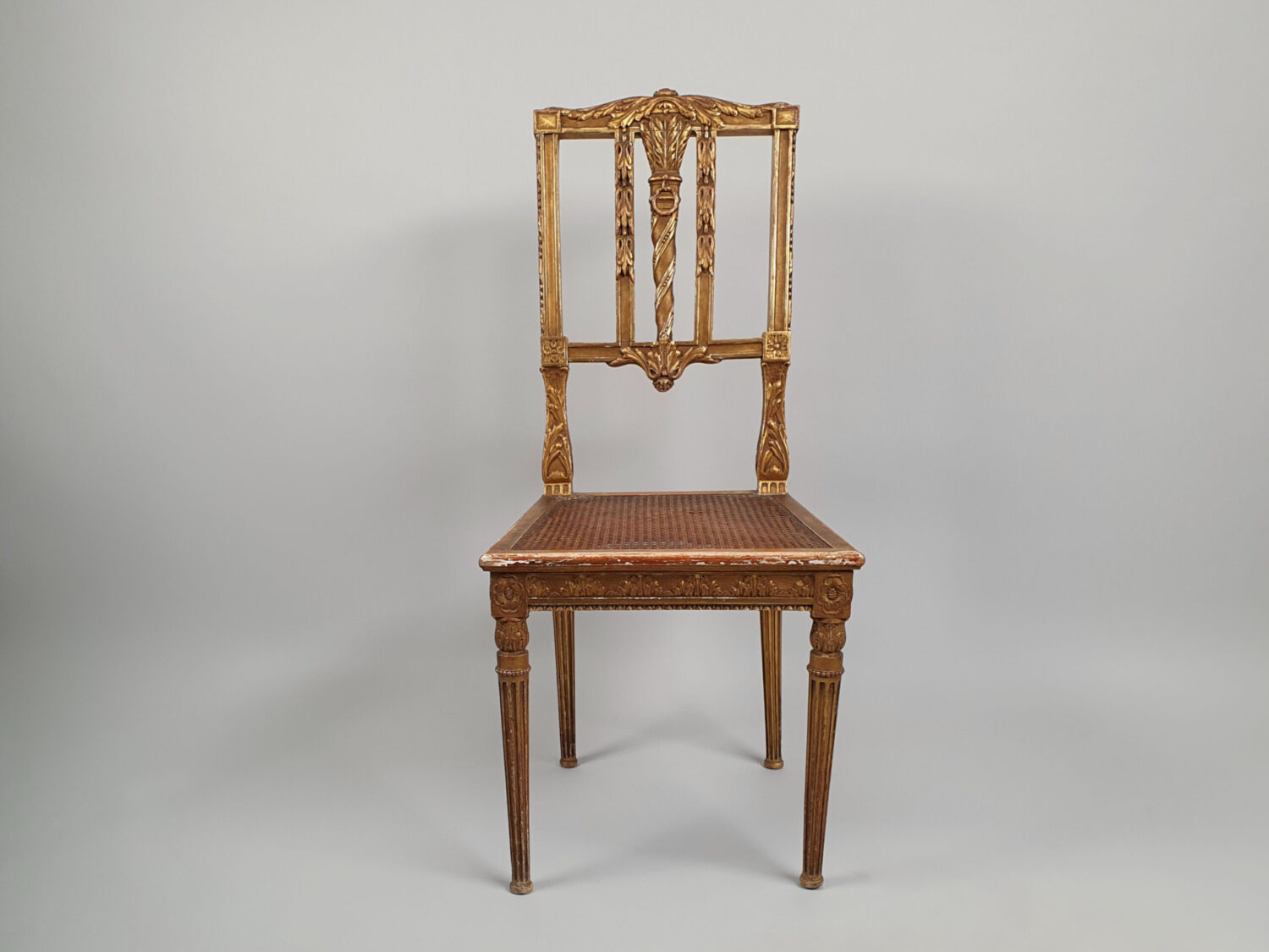 Antique French gilt wood caned Side Chair