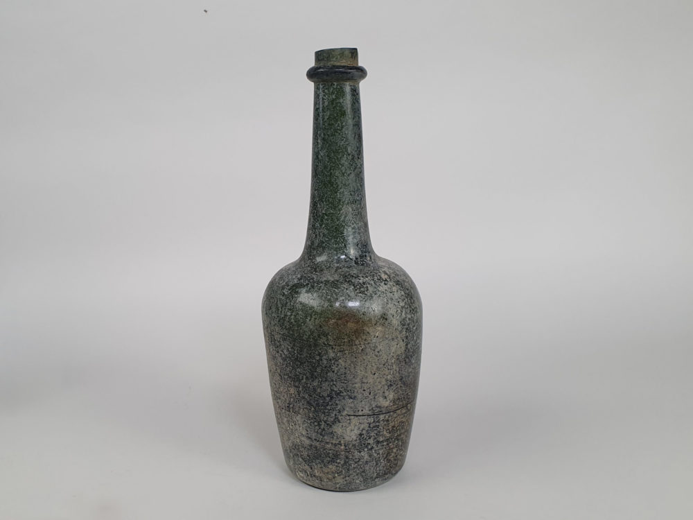 Antique French green wine bottles, dating from early 1700s