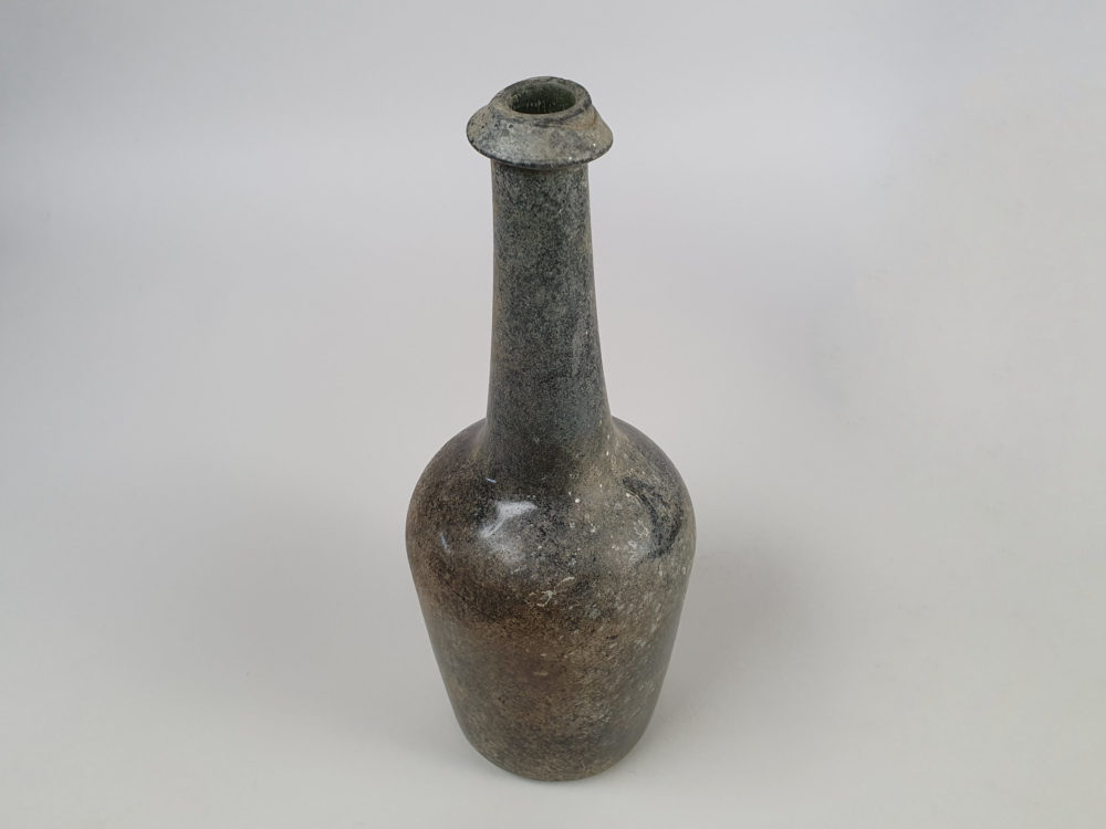 Antique French green wine bottles, dating from early 1700s