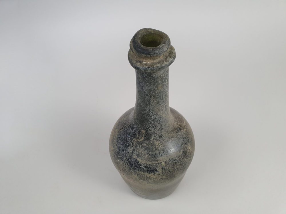Antique French green wine bottles, dating from early 1700s