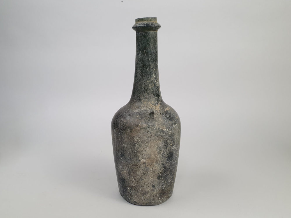 Antique French green wine bottles, dating from early 1700s
