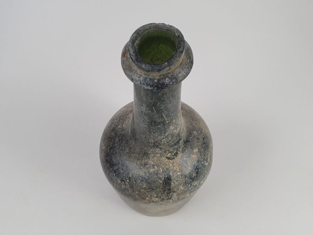 Antique French green wine bottles, dating from early 1700s