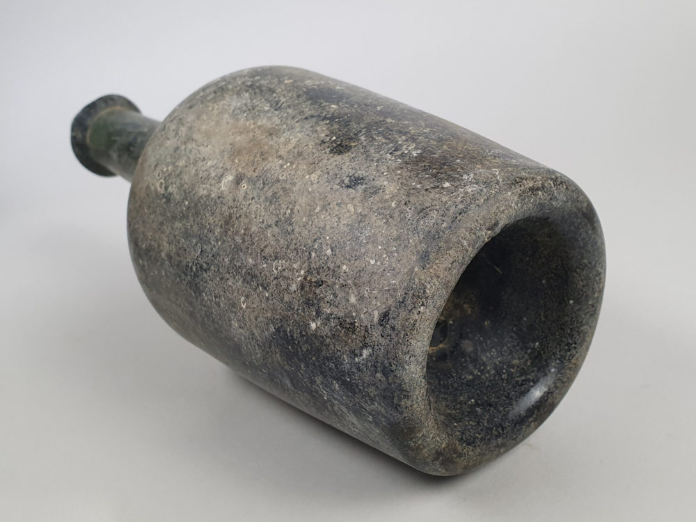 Antique French green wine bottles, dating from early 1700s