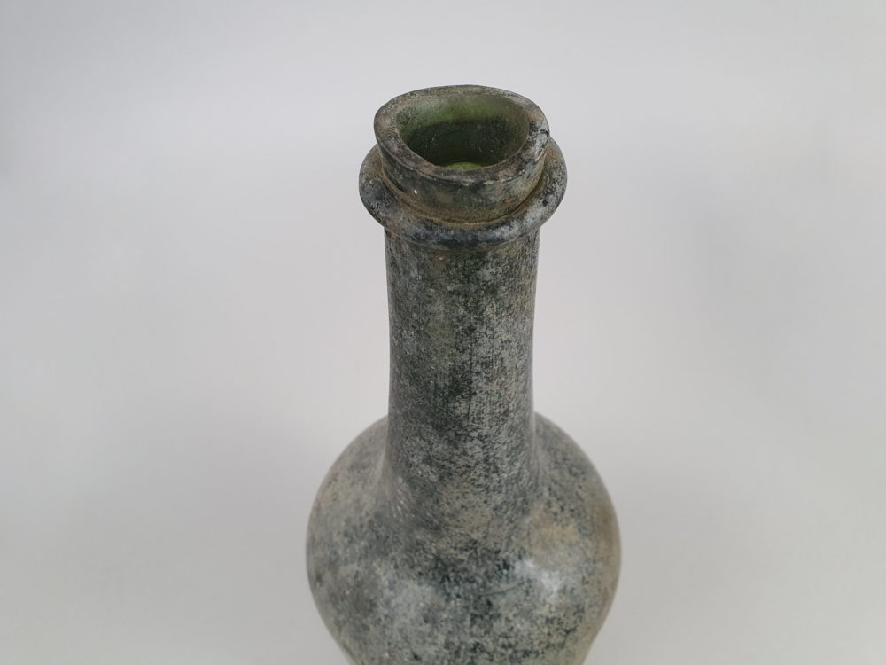 Antique French green wine bottles, dating from early 1700s