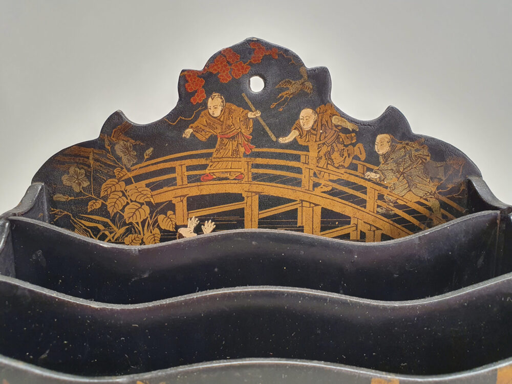 Antique Japanese Chinoiserie papier-mâché Letter Rack