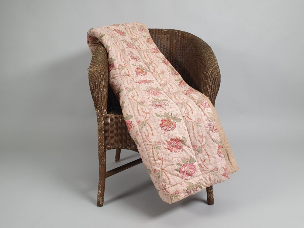 Antique Quilt or Eiderdown in pink floral design