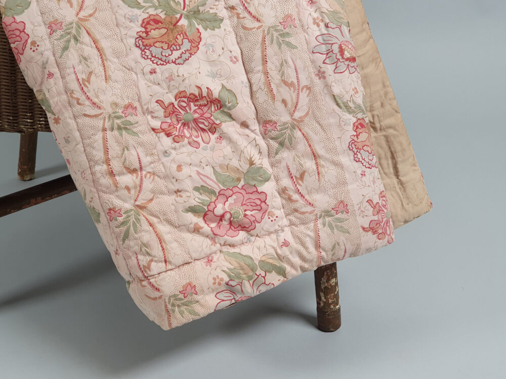 Antique Quilt or Eiderdown in pink floral design