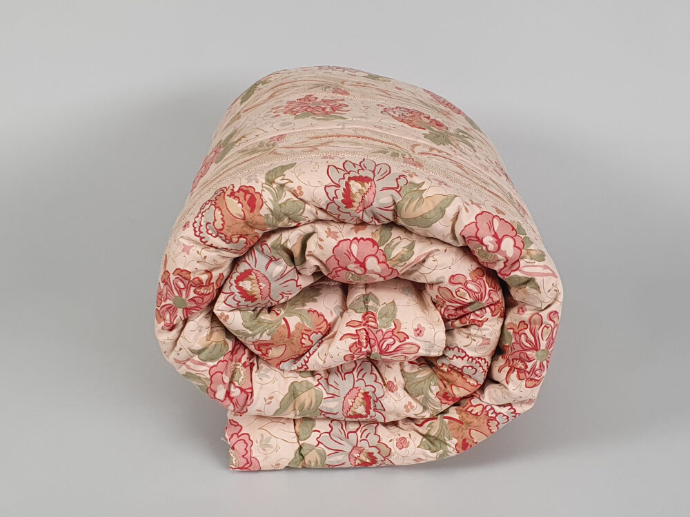 Antique Quilt or Eiderdown in pink floral design