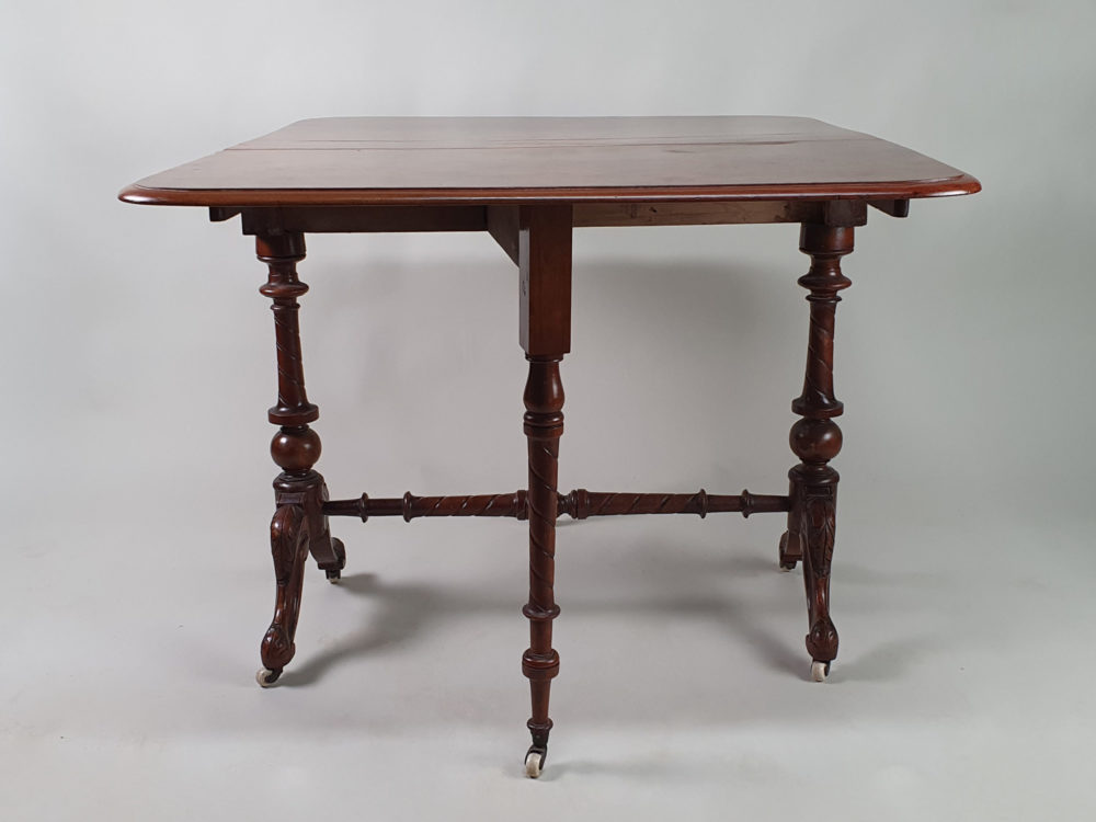 Antique Victorian Burr Walnut Drop Leaf Side Table