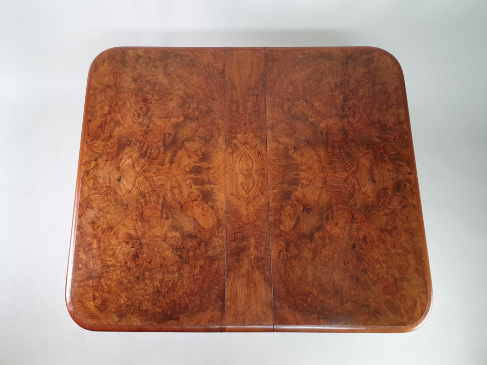 Antique Victorian Burr Walnut Drop Leaf Side Table