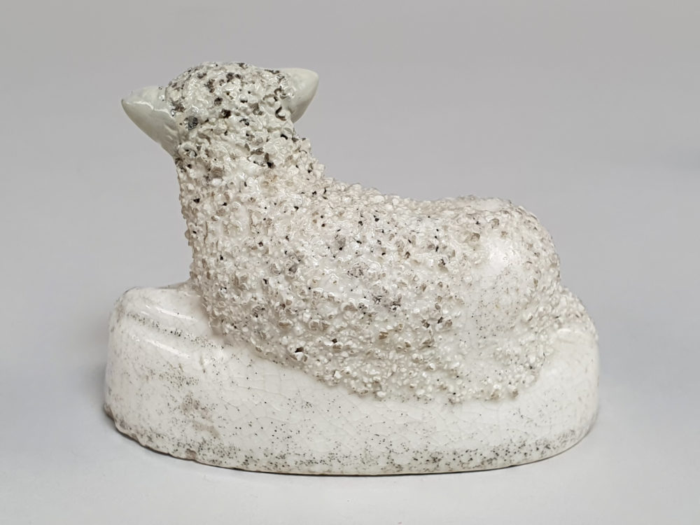 Victorian Staffordshire porcelain Sheep and Rams with Confetti Coats