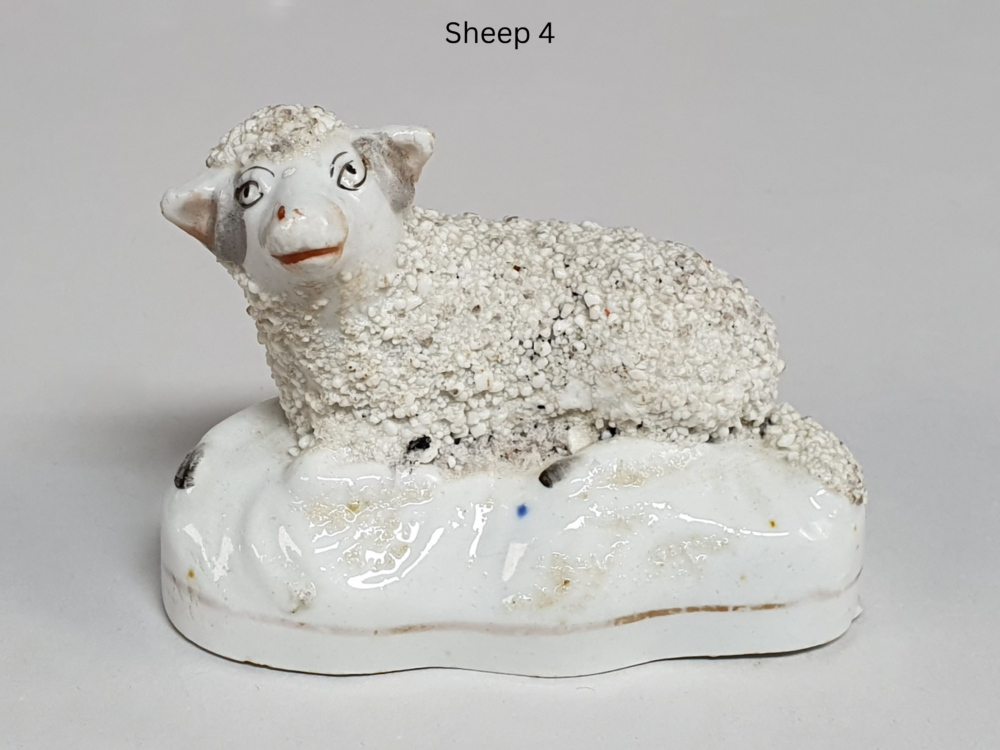 Victorian Staffordshire porcelain Sheep and Rams with Confetti Coats