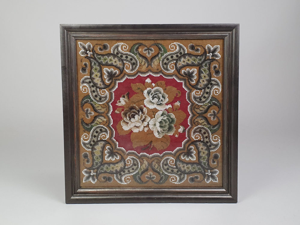 Victorian framed Beadwork Panel
