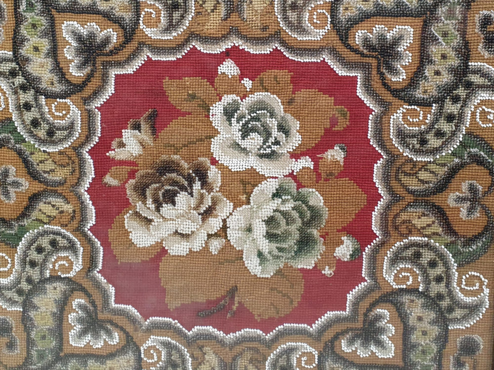 Victorian framed Beadwork Panel
