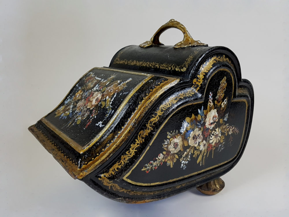 Antique Victorian decorative toleware Coal Scuttle