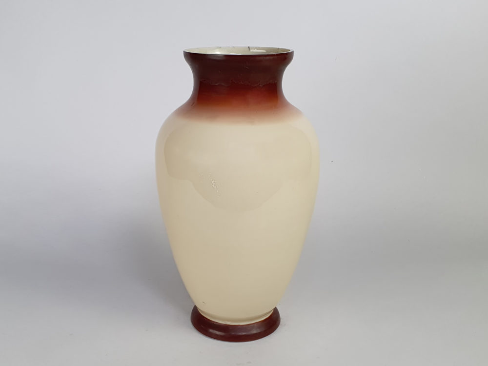 Antique Victorian opaline glass Vase with a hand painted floral relief