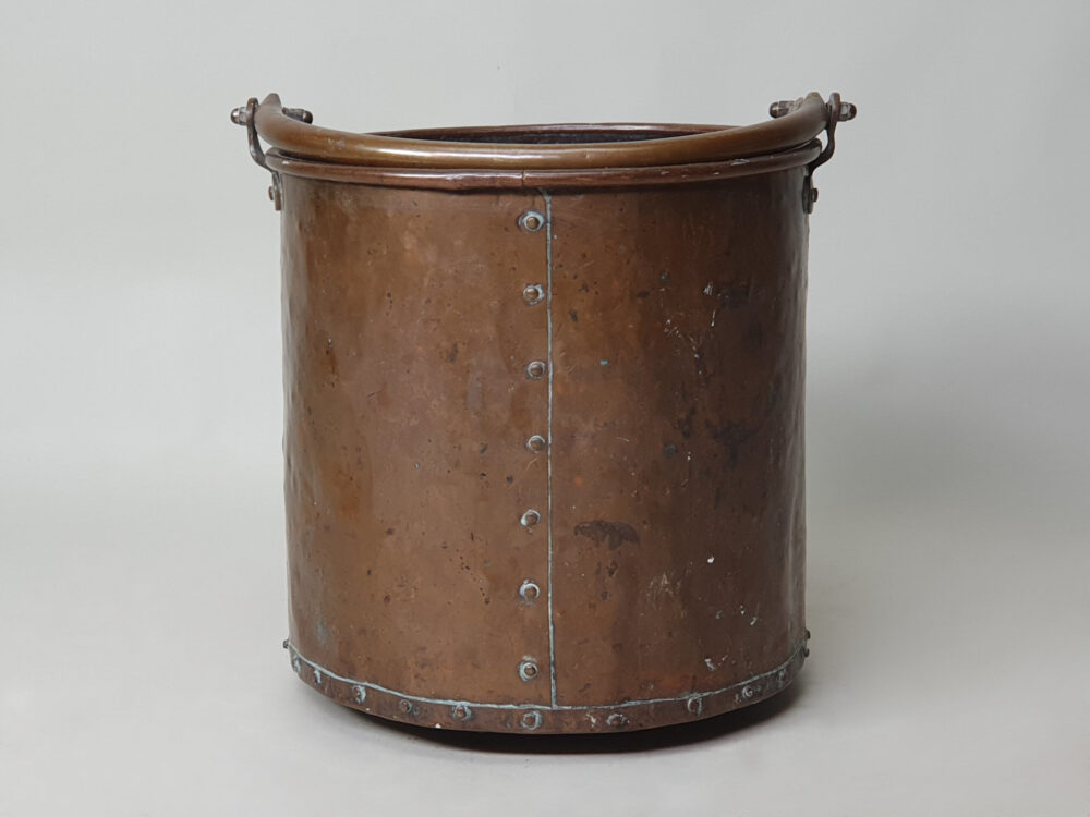 Antique Victorian riveted Copper Bucket or Log Basket