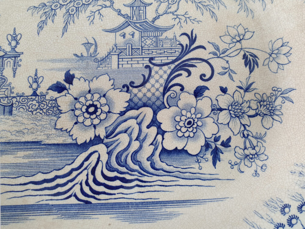 Antique blue & white transfer Platter or Meat Dish