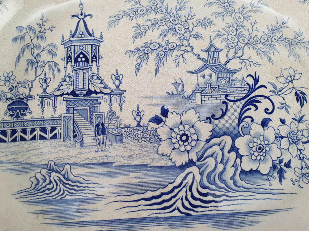 Antique blue & white transfer Platter or Meat Dish